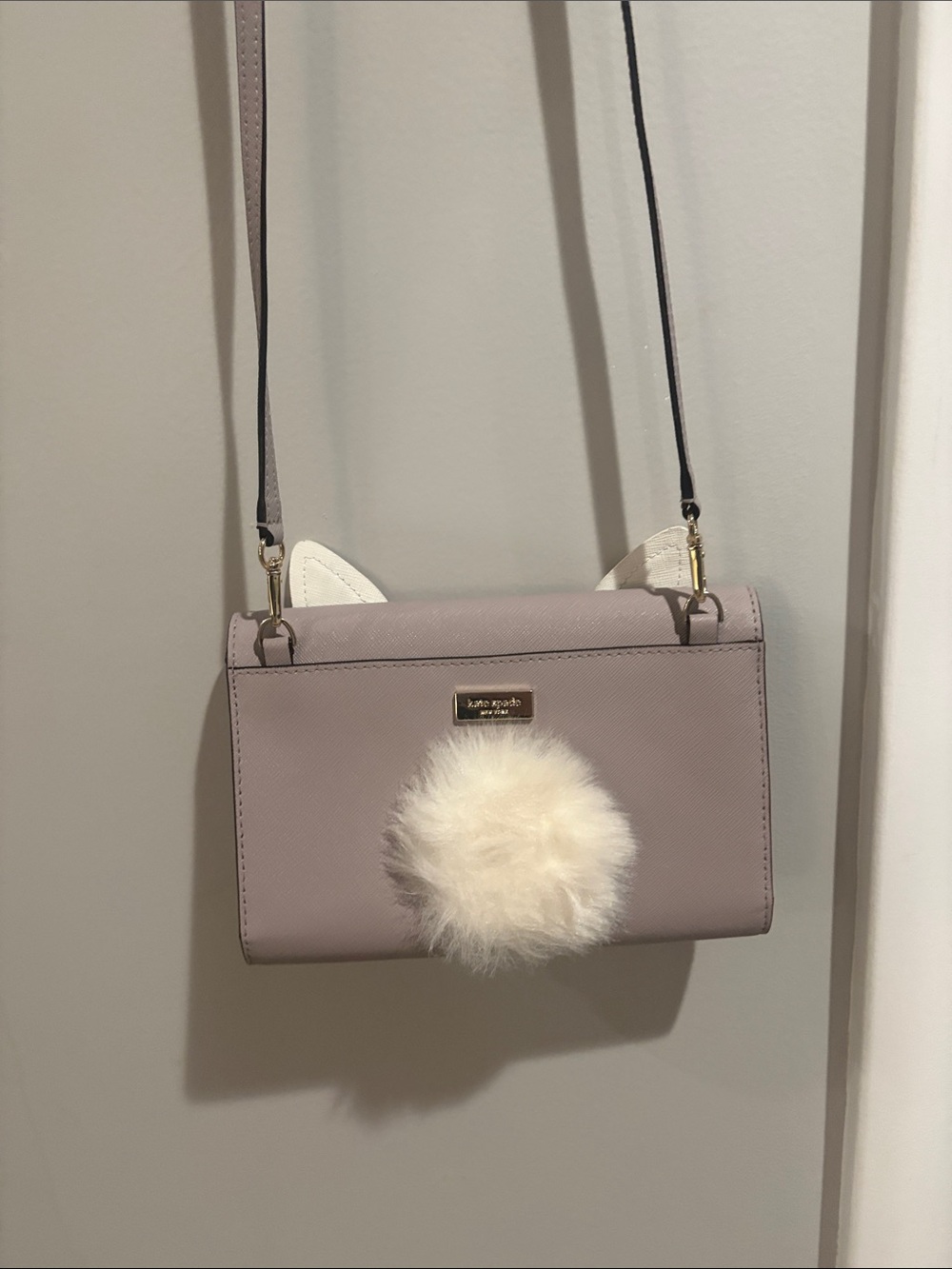 kate spade Blush Pink Crossbody Bag with Faux Fur Pom NEVER USED
